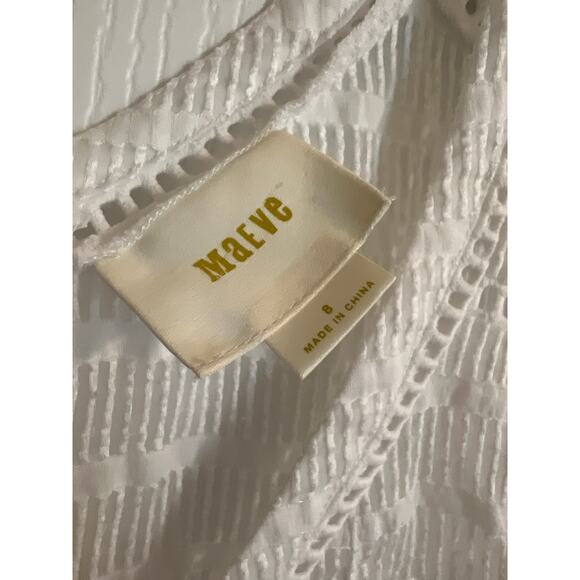 Maeve Ladder Lace Blouse Size 8 White Bohemian Lace Sleeveless - Picture 3 of 5
